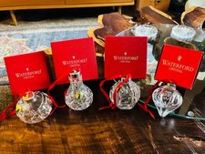 (4) Vintage Waterford Annual Crystal Ornaments BOXED picture