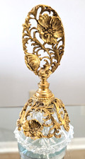 Beautiful Vintage Matson Gilt Gold Ormolu Rose Perfume bottle w/ Glass Dauber picture