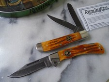 Remington Classic Lockback Hunter 2 Blade Trapper Pocket Knife Set Bone R15683 picture