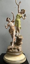 Large Vintage L & F Moreau Hand Painted Spelter Boy & Girl Table Lamp picture