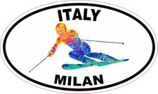 StickerTalk Winter Games Milan Italy Alpine Skier Vinyl Sticker 5x3 picture