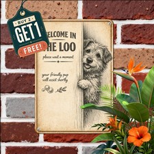 Bernedoodle Dog Bathroom Metal Sign 8x12 Funny Restroom Pet Tin Decor picture