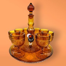 1960s amber glass tiara genie set smoking pipe made is USA by Indiana glass picture