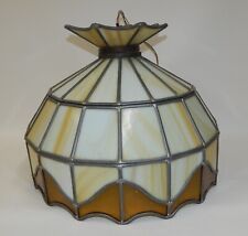 Vintage Leaded Slag Stained Glass Hanging Ceiling Light Swag Lamp picture
