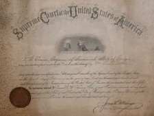 1888 U.S. Supreme Court Bar Admission Certificate R.G. Erwin Savannah GA Framed picture