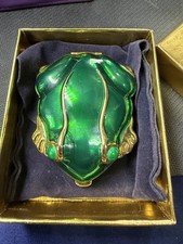Rare Estee Lauder Green Enamel Leap Frog Compact Box Lucidity Pressed Powder picture