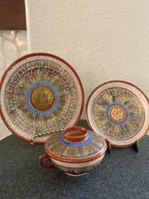 Antique Japanese Kutani Thousand Faces 3 Piece Set EUC picture