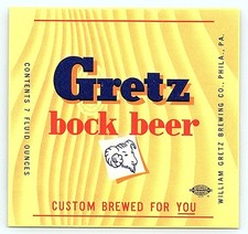 Vintage Gretz Bock Beer Label - Phila, PA - 7oz picture