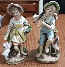 Vintage Ardco Girl With Lamb Boy & Dog Porcelain Figures C-2238 Handpainted picture