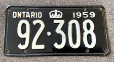 RARE 1959 ONTARIO CANADA LICENSE PLATE ORIGINAL CHEVY FORD DODGE NICE picture