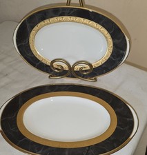 Noritake Opulence Gold and Black Bone China Serving Plates 9