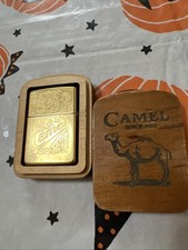 Zippo Western Camel Double Sided  22k Gold Plated Lighter 1996 Preowned New Open picture
