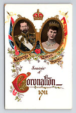1911 Coronation of King George V & Queen Mary Souvenir Gel Postcard picture