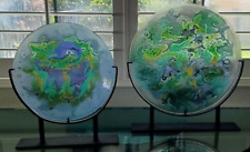 2 Large Glass Multicolor Decorative Plates 16
