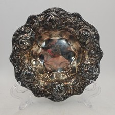 Vintage Wallace Silver Plated Nut Candy Trinket Dish Ornate Rose Buds USA picture