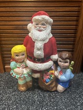 Vintage Ceramic Felted Santa Claus with Children Figurine picture