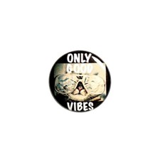 Vintage 80s 90s Style Pin Button Only Good Vibes No Bad Vibes Cat Cute 1” 78-2 picture