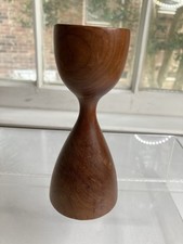VTG Wood Tulip Mid Century Candle Stick Holder Single Hand Turned Handmade 5.25” picture