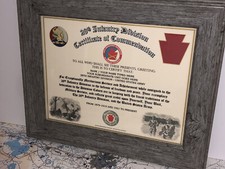 28TH INFANTRY DIVISION / COMMEMORATIVE - CERTIFICATE OF COMMENDATION picture