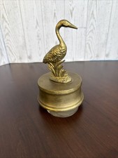 Vintage Brass Music Box Bird (Crane Stork Swan) picture