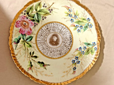 ANTIQUE JPL FRANCE LIMOGES PORTRAIT PRESENTATION PLATE SIGNED NAMES c1890S 8.5