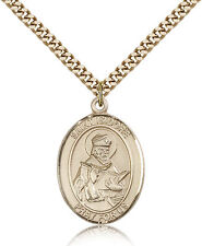 Saint Isidore Of Seville Medal For Men - Gold Filled Necklace On 24 Chain - ... picture