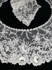 Antique Brussels Rose Point de Gaze Needle Lace Collar picture