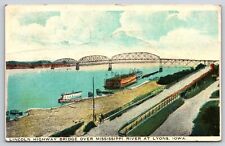 Original Vintage Antique Postcard Lincoln Bridge Mississippi River Lyons IA 1923 picture