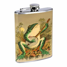 Vintage Frogs Hip Flask D1 8oz Stainless Steel Old Fashioned Retro picture