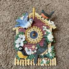 Vintage 1997 JGI Country Birdhouse Wall Clock Chirping Birds Farmcore Cottage picture