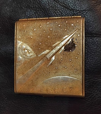 VINTAGE USSR SOVIET SPACE PROGRAM CIGARETTE CASE - VOSTOK 1961 -  YURI GAGARIN picture