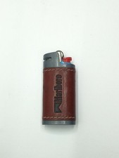 Vintage Marlboro Metal & Leather Lighter Case Holder Sleeve For BIC Mini J25 picture
