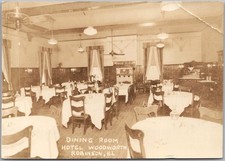 1930s ROBINSON Illinois Photo RPPC Postcard HOTEL WOODWORTH Dining Room *Creased picture