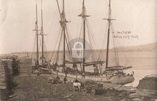 Dock Scene, Boyne City MI Michigan RPPC Photo Postcard COPY picture
