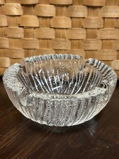 4 Slot Vintage Crystal Cut Clear Glass Cigar Cigarette Ashtray picture