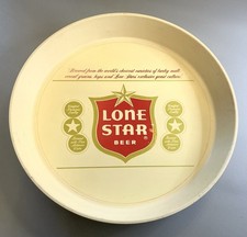 Lone Star Beer Round Plastic Serving Tray 13” Red & Gold Logo Slogans RARE 1980s picture