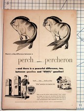Vintage 1940s 1950s ETHYL Gasoline Perch Percheron Magazine Ad Print Ephemera picture