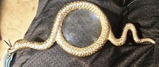 L’Objet Heavy Gold Metal Detailed Coiled Snake Magnifying Glass Red Ruby Eyes picture