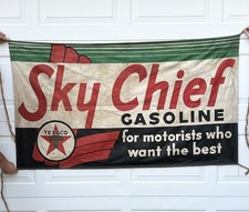 Vintage Texaco Sky Chief Gasoline Oil Advertising Cloth Banner Sign picture