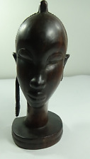 Vintage African Wood Hand Carved Sculpture Female Bust Tanganyika damaged picture