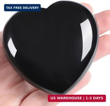 60mm Black Obsidian Crystal Heart Stone Natural Polished Reiki Meditation Gift picture