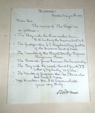 1889 Oliver Wendell Holmes Sr. Signed List 