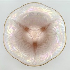 Fostoria Rose Palm Leaf Brocade #73 3-Footed Bowl, Circa 1927-1931, 12” round picture