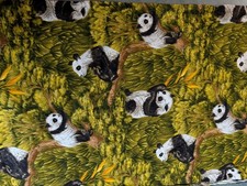 Vintage 1970s Wesco Reltex Panda Barkcloth Fabric Continuous Yardage 4+ Yards picture