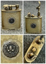 Vintage 1920s EVANS Lift Arm Pocket Lighter Hammered Brass Elmira College Works picture