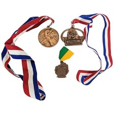 Vintage Wrestling Medals Collegiate Mann 6th Edison 3rd 1999-2003 Freestyle Folk picture