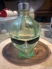 Empty Outer Space Vodka Alien Head Green Glass Bottle Empty 750 ml. Cork 7 1/4