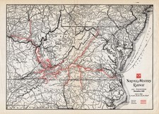 1920 Antique Norfolk & Western Railway Map Vintage Railroad Map 2456 picture