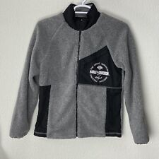 Harley Davidson Fleece Jacket Gray Logo Motorcycle Riding Harley Small Slim Fit picture
