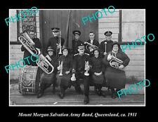 OLD 8x6 HISTORIC PHOTO OF MOUNT MORGAN QLD SALVATION ARMY BAND c1911 picture